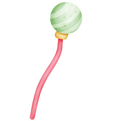 Single green balloon christmas illustration