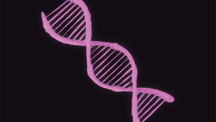 Vector pink dna helix icon, 3d render of dna structure, abstract background.