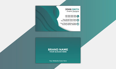 Modern and clean professional business card template Corporate and Creative Business Card Design Template Double-Sided Horizontal Name Card Simple and Clean Green Black Vector Illustration Gradient