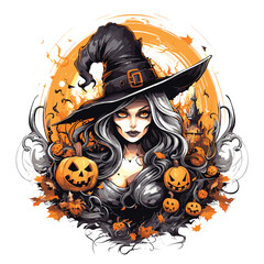 T-shirt or poster design with illustration on Halloween theme - 624377151