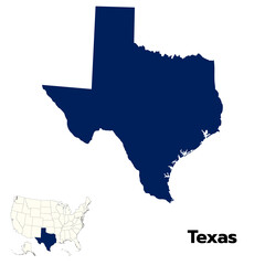 Texas map with USA flag. USA map