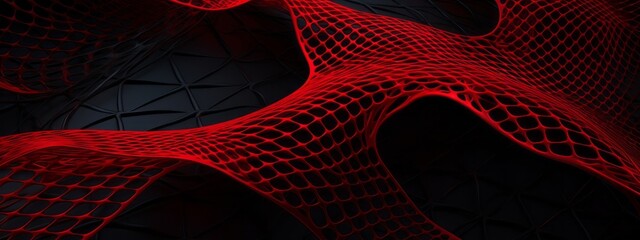 Abstract red net grid texture on black background banner illustration concept for webdesign backdrop (Generative Ai)