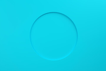 Blue round frame or circle hole template on blue background with borders.