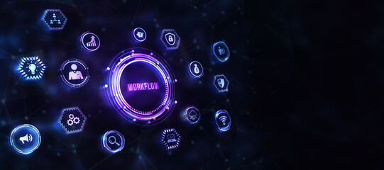 Internet, business, Technology and network concept. Concept for business workflow, management and procedures. 3d illustration