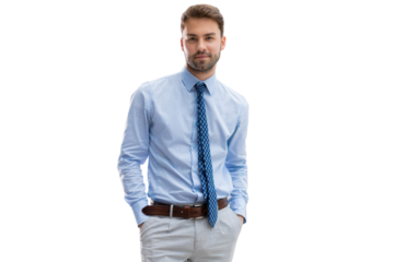Handsome young businessman standing on a transparent background