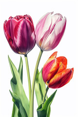 Fototapeta premium Bouquet of tulips in watercolor technique - Generative AI photo