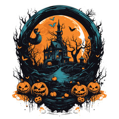 T-shirt or poster design with illustration on Halloween theme - 624380100