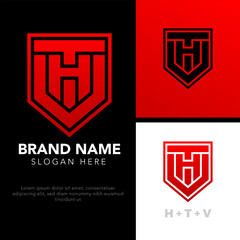 Initials logo, H T V overlapping letters, premium monogram logo templates and vector icons