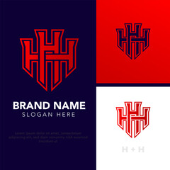 Initials logo, H H overlapping letters, premium monogram logo templates and vector icons