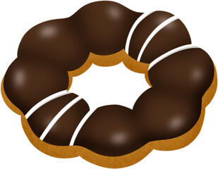 chocolate donut, chocolate pon de ring with white chocolate, mochi donut, chocolate flavour