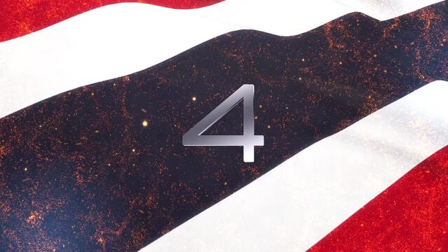 Five seconds Countdown Timer with Thailand flag waving in wind and fire burst animation abstract background.Five to zero count down art effect counting timer abstract background.