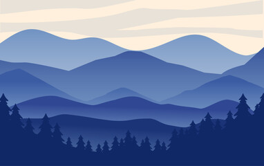 mountains landscape blue gradient