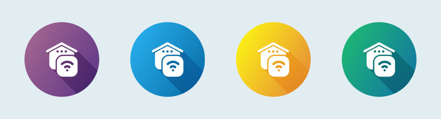 Smart home solid icon in flat design style. House technology signs vector illustration.