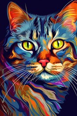 Burmilla cat psychedelic look. Generative AI