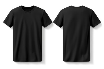 black t shirt mockup. front and back view with white background - obrazy, fototapety, plakaty