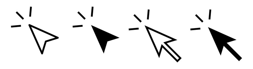 Click icon set, pointer arrow icon, cursor icon vector