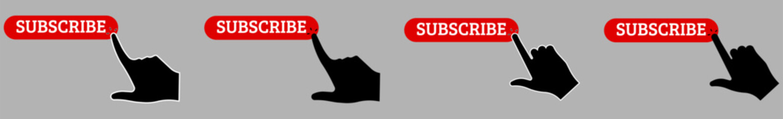 Subscribe button, hand pointer icon, subscription service, social media concept, streaming video, play button vector icon, vector,icon