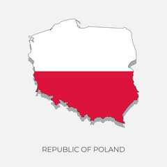 Poland map and flag. Detailed silhouette vector illustration	