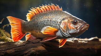 Fototapeta premium Piranha fish underwater killer zombie fish