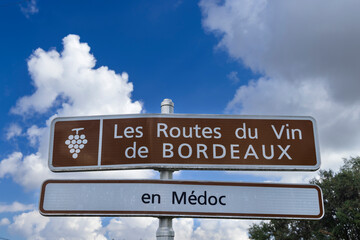 Wine road in Medoc, Bordeaux, Aquitaine, France