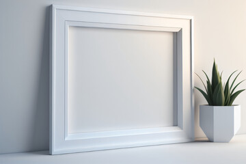 Empty photo frame mock up on interior wall, Generative Ai