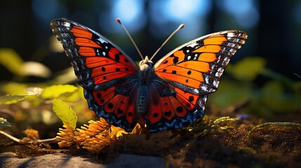 Fototapeta na wymiar Beautiful orange butterfly insect, AI generated image