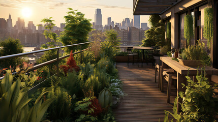 Obraz premium rooftop garden urban - AI Generated