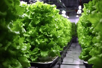 hydroponic lettuce thriving in an indoor setup, created with generative ai