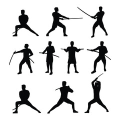 Man athlete aikido set character. Flat vector illustration isolated on white background