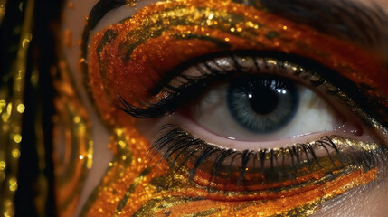 Close up eye with painting - AI Generated