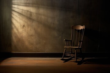 In a dimly lit room, a solitary chair stands, evoking a sense of solitude and tranquility that often accompanies feelings of loneliness. Generative AI
