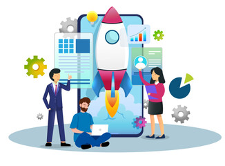 Startup project development team - V2. Vector Design. Team Work.