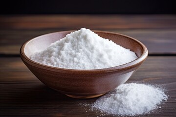 Fototapeta na wymiar White Bowl of Salt: Essential Ingredient for Cooking and Baking Flour: Generative AI