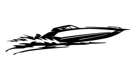Super High Speed Boat, Sport Race Vector Illustration 