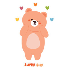 Obraz na płótnie Canvas hand drawing cute cartoon bear full of love. cute animal sticker