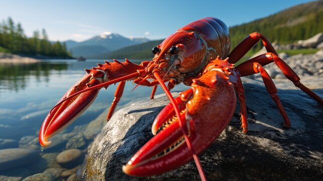 Red lobster close up view AI generated image