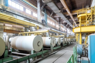 high-tech pulp and paper mill, with advanced equipment and technology, created with generative ai