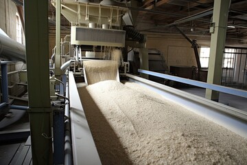 Obraz premium view of the papermaking process, with pulping, beating, and pressing in full swing, created with generative ai