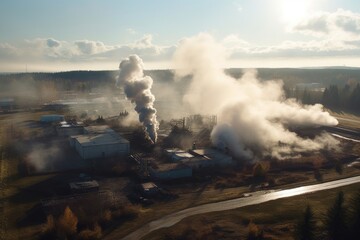 Obraz premium wide shot of air site with smoke rising, created with generative ai