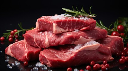 Raw rib eye beef steak AI generated image