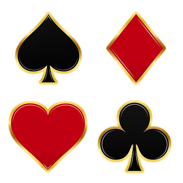 Gold Stroke Card Suits Set for Poker and Casino transparent PNG