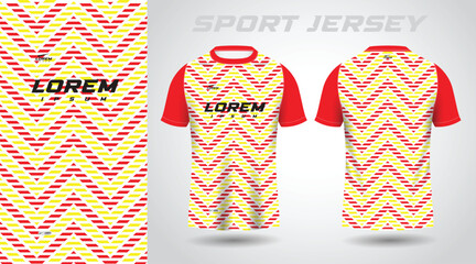 red yellow shirt soccer football sport jersey template design mockup