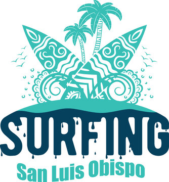 San Luis Obispo US cities t-shirt designs. Vector illustration. T-Shirt Design United States Of America