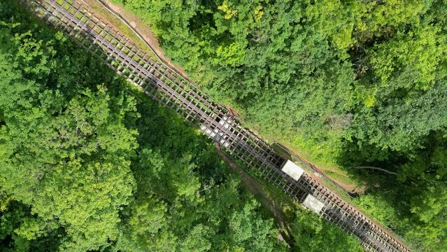 Over the Babbacombe Cliff Railway steep funicular in Torquay