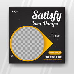 Vector food social media post template minimal design
