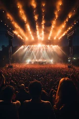 Fotobehang crowd at stadium on concert tour crowded performance with stage lights © Miljan Živković