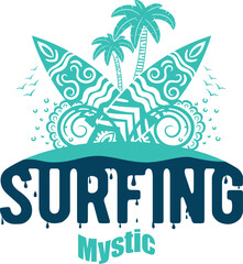 Naklejka premium Mystic US cities t-shirt designs. Vector illustration. T-Shirt Design United States Of America