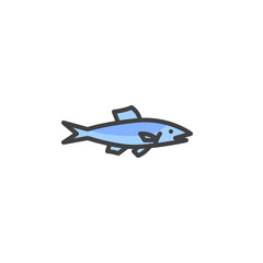 Fototapeta na wymiar Anchovies fish filled outline icon
