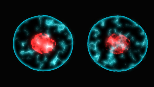 microscopic of Human cells, 3d rendering. Cell division. Biology concept.  3d illustration