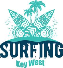 Naklejka premium Key West US cities t-shirt designs. Vector illustration. T-Shirt Design United States Of America